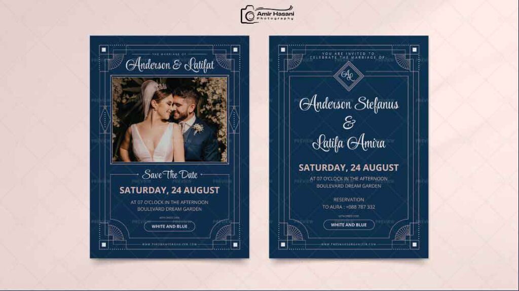 دانلود قالب دعوتنامه عروسی Wedding Invitation لایه باز PSD و AI
