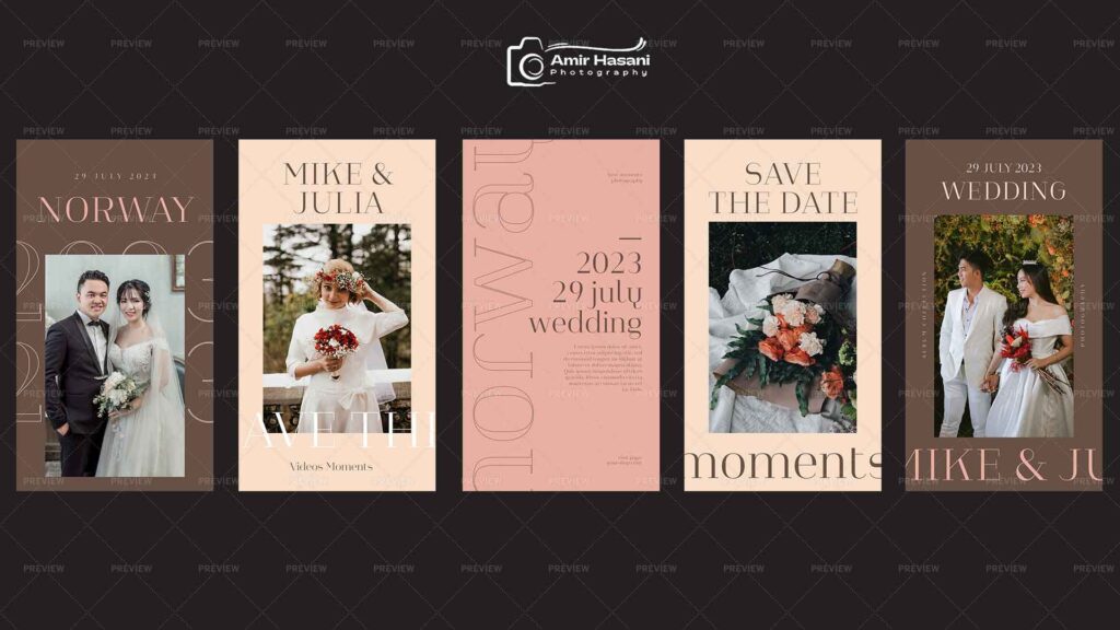 دانلود 5 قالب استوری اینستاگرامی عروسی Wedding  Templates PSD