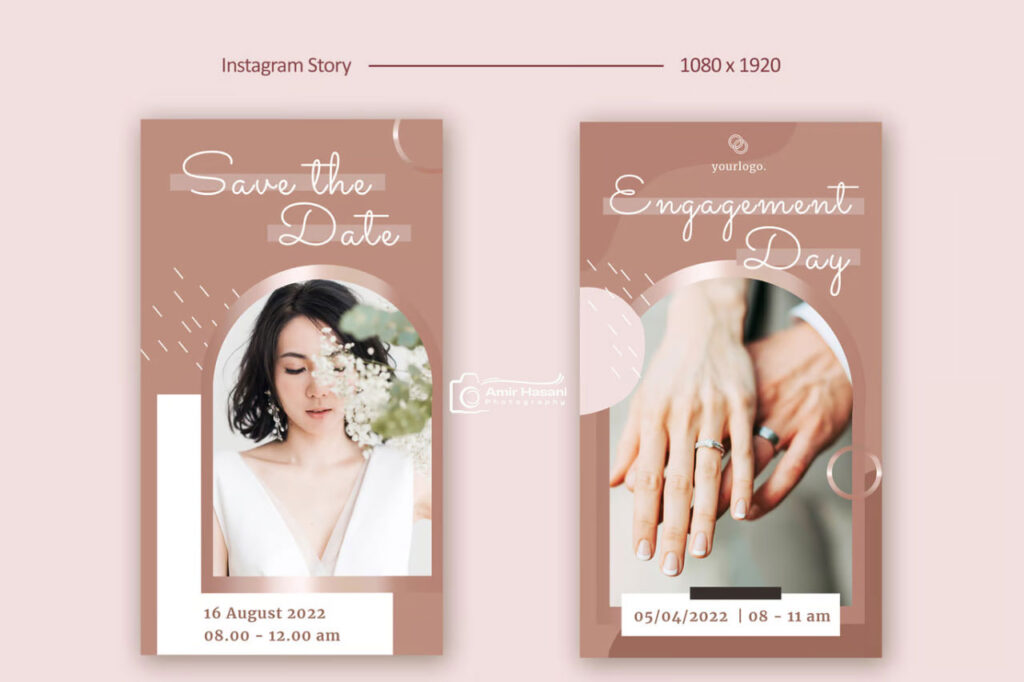 دانلود قالب استوری اینستاگرام عروسی،Wedding PSD