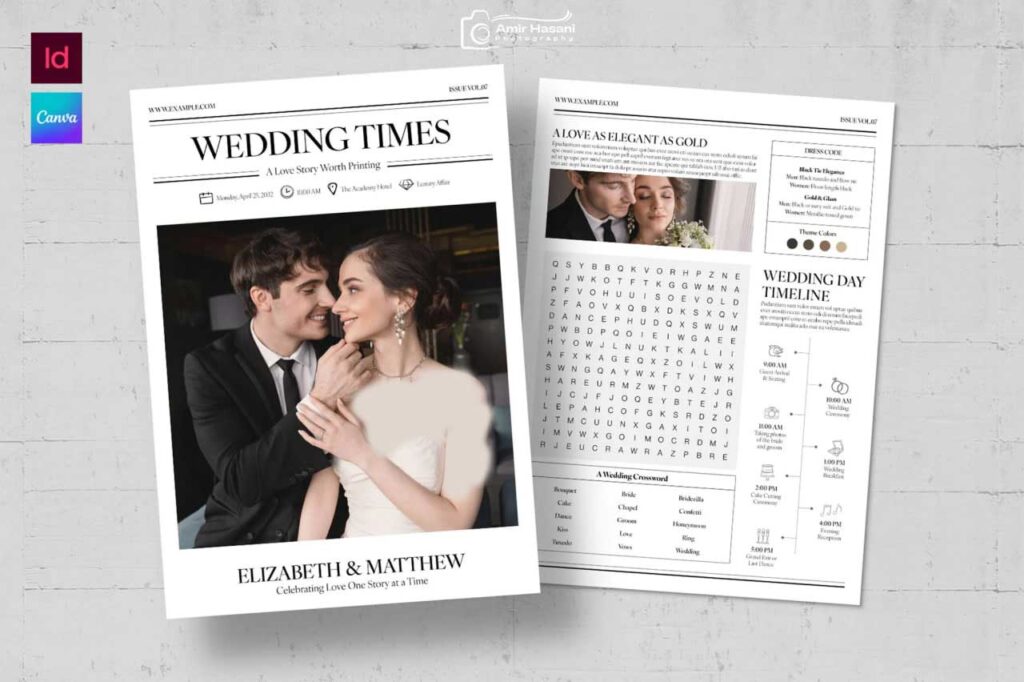 دانلود قالب فلایر عروسی به سبک روزنامه Wedding Newspaper