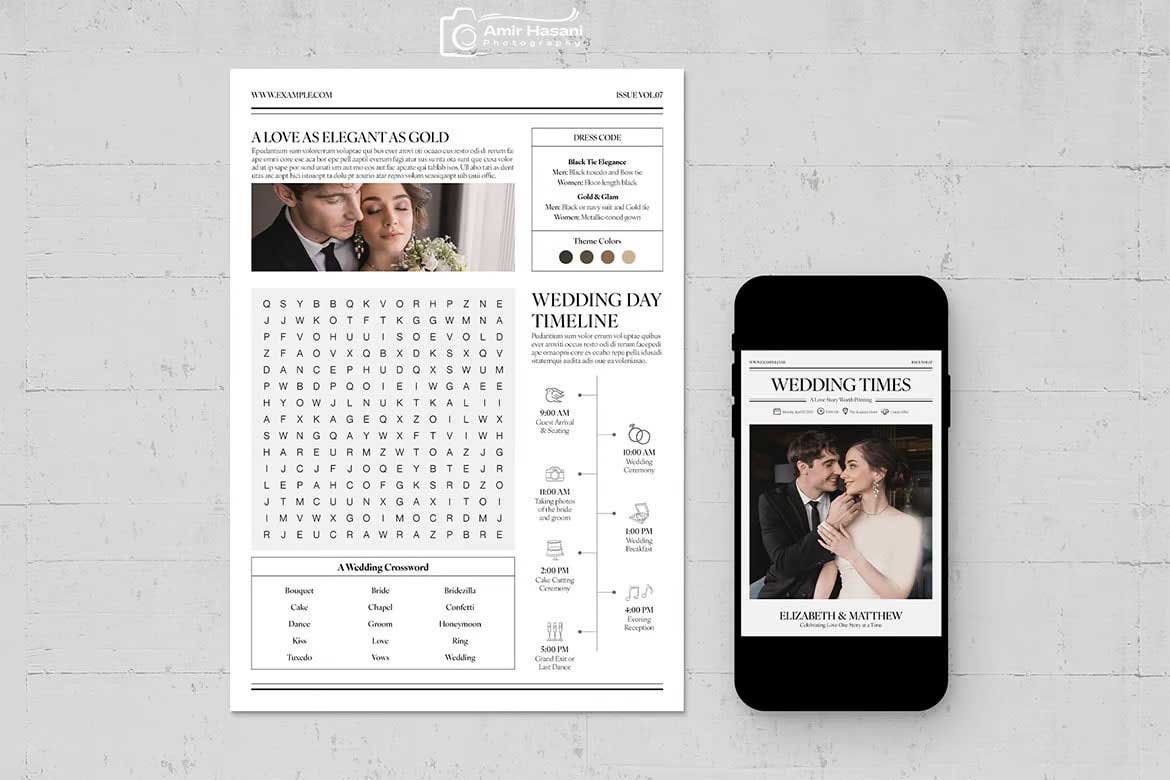 دانلود قالب فلایر عروسی به سبک روزنامه Wedding Newspaper