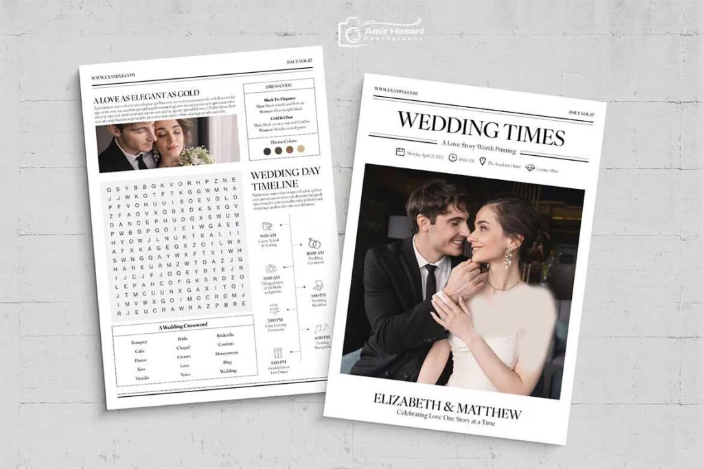 دانلود قالب فلایر عروسی به سبک روزنامه Wedding Newspaper