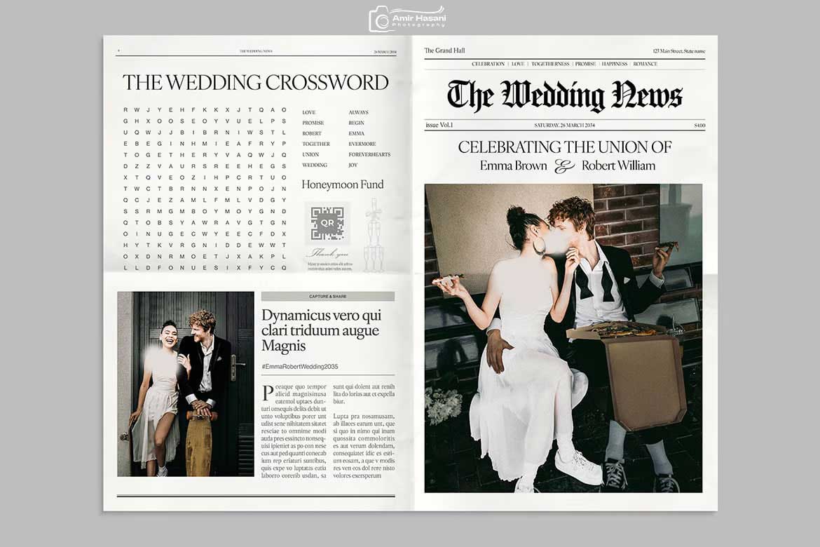 دانلود قالب Adobe InDesign عروسی، طراحی خلاقانه