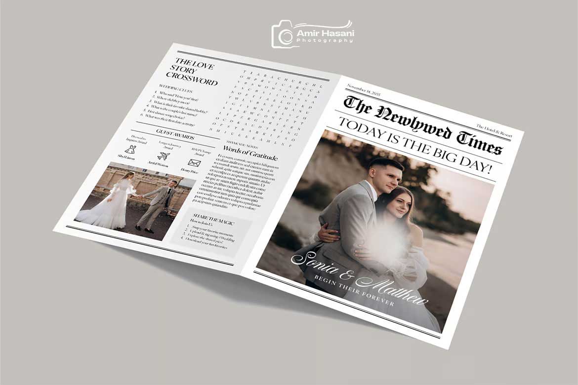 دانلود قالب برنامه روزنامهای روز عروسی – InDesign و Canva