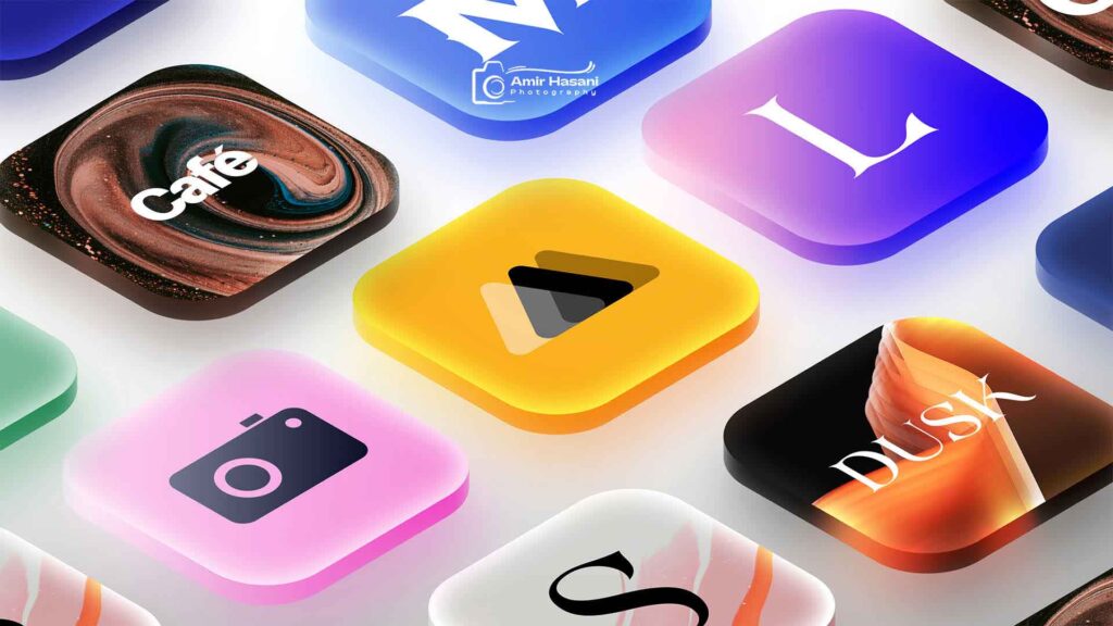 دانلود موکاپ ایزومتریک آیکون اپلیکیشن، فایل PSD