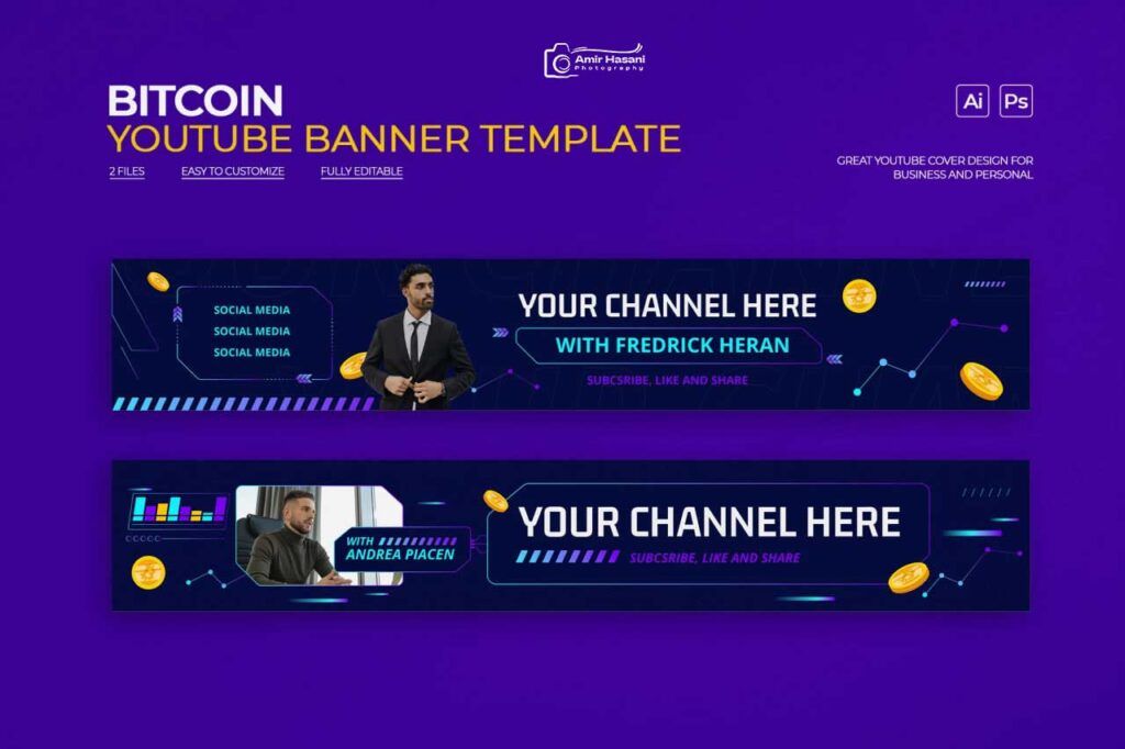 دانلود بنر یوتیوب بیت کوین